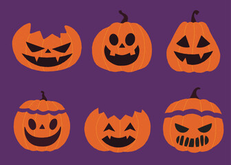 Creepy Halloween Pumpkin Vector Collection