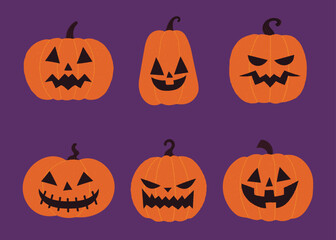 Creepy Halloween Pumpkin Vector Collection