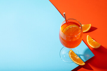 Concept of delicious alcohol drink, Aperol Spritz cocktail