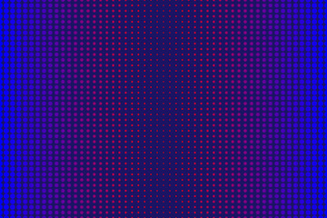 Dots seamless gradient background. Abstract blue-red gradient seamless design. Blue-red polka dot pop art background in retro comics style with grayscale gradient