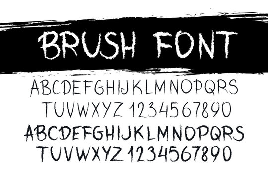 Brush Font for your design. Hand drawn calligraphy lettering alphabet. Stylish letters with in figures. Vector illustration.