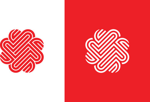 Elegant Heart Flower Logo Concept sign icon symbol Element Design Line Art Style. Love, Boutique Logotype Line Art Style. Vector illustration logo template