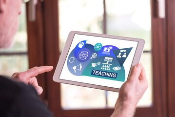 Teaching concept on a tablet