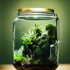 Terrarium in a glass jar