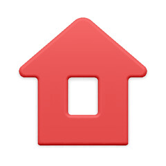 Minimalist red countryside house with window and triangle roof front view Christmas bauble 3d vector