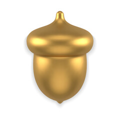 Premium metallic glossy golden acorn realistic toy 3d template decorative design vector illustration © provectors