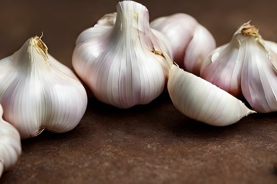 Closeup of fresh harvest garlic bulbs