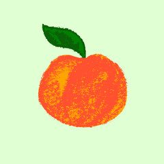Peach icon isolated in vector. Color hand-drawn nectarine sketch. Yellow plum illustration for baby food logo, juice label design, vegan banner, fruity packaging. Apricot drawing for jam package.
