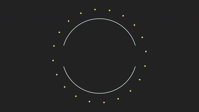 Geometric white circle and dots on black gradient, abstract business and corporate style background