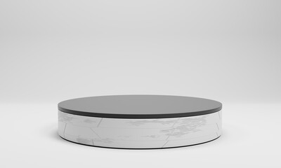 3d rendering minimalist podium isolated on white background for brand presentation