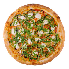 Italian pizza with arugula isolated on white