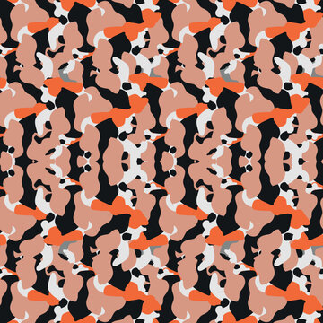 Seamless Pattern Of White And Orange Camouflage