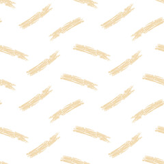 Seamless pattern of beige dry media brush strokes on white background. For wallpaper, textile, gift wrap, stationery and surface design