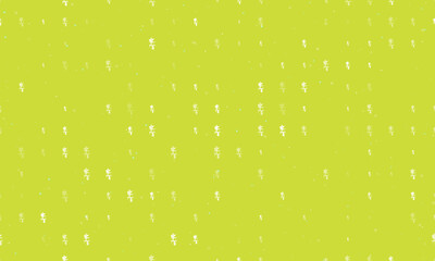 Seamless background pattern of evenly spaced white carnivorous plant symbols of different sizes and opacity. Vector illustration on lime background with stars