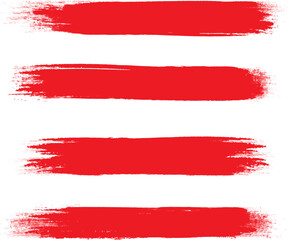 Red brush stroke set isolated on background. Collection of trendy brush stroke vector for red ink paint, grunge backdrop, dirt banner, watercolor design and dirty texture. Brush stroke vector