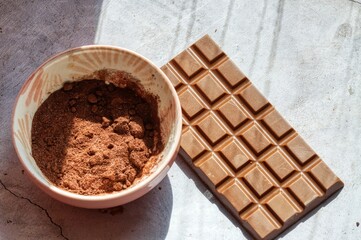 chocolate on a white background