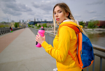 sporty girl on the city streets