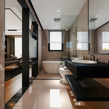 3d render of beautiful bathroom, interior room