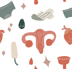 Menstruation routine seamless pattern.