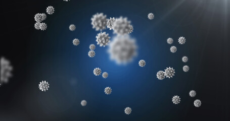 Image of virus cells over dna strands