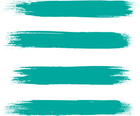 Turquoise brush stroke set isolated on background. Collection of trendy brush stroke vector for green ink paint, grunge backdrop, dirt banner, watercolor design and dirty texture. Brush stroke vector