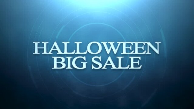 Halloween Big Sale with light effect on dark space, motion holidays, horror and Halloween style background
