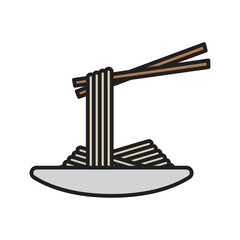 Noodle food vector icon on white background.
