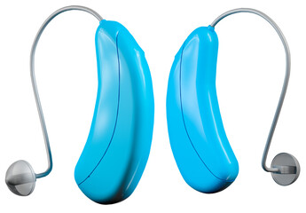 Hearing aids for the deaf blue color