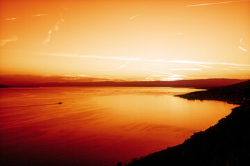 Fototapeta premium coucher de soleil sur le lac Léman