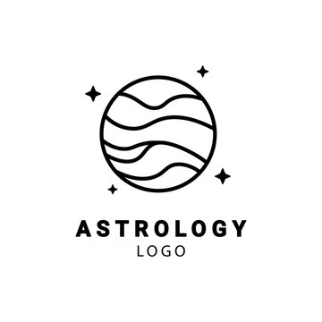 Planet astrology logo icon symbol for astronomy design