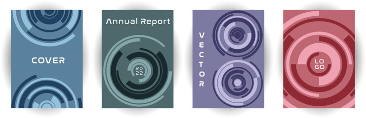 Annual report cover page layout vector collection with aim goal circle pattern concept.