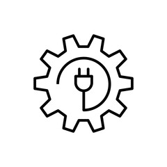 Modern electric plug gear icon