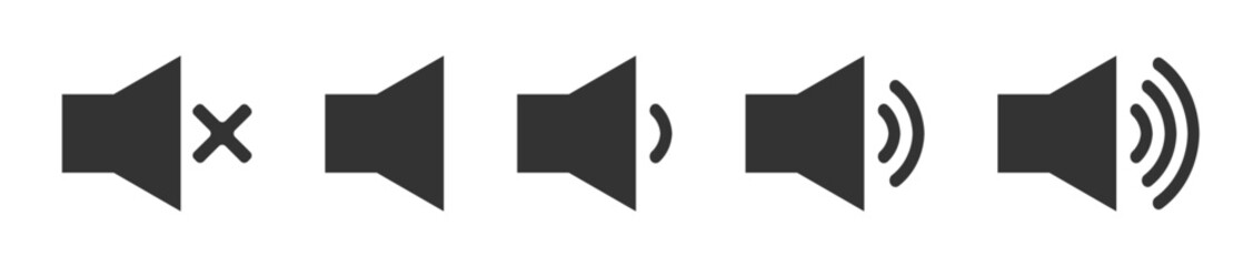 音声・音量・ボリューム・スピーカー・メガホン・拡声器・アイコン・シルエットセット	