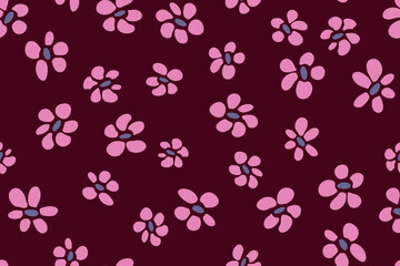Simple flower seamless pattern vector tissue print design. Rustic floral fashionable fabric print.