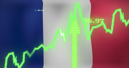 Obraz premium Image of data processing over flag of france