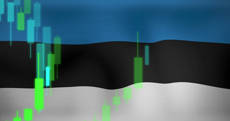 Obraz premium Image of data processing over flag of estonia
