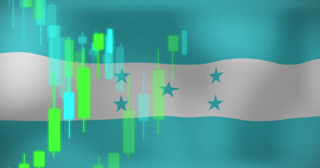 Obraz premium Image of data processing over flag of honduras
