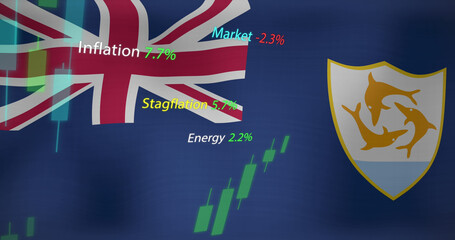 Image of data processing over flag of anguilla