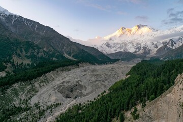 Beautiful shot of Rakhiot glacier and Nanga Parbat in karakoram ,Pakistan