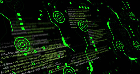 Obraz premium Image of data processing on black background
