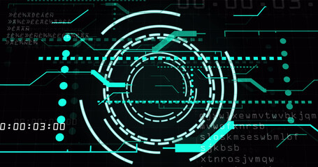 Fototapeta premium Image of data processing on black background
