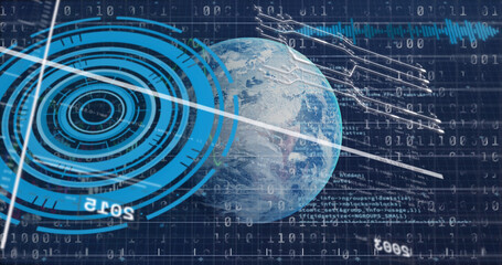 Image of data processing over globe