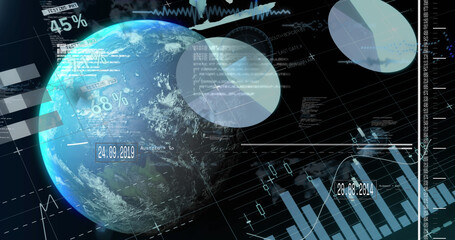 Image of data processing over globe