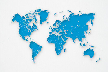 blue world map gray background - shadow