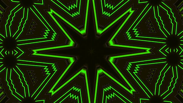 movimiento de fondo abstracto con estrellas de diferentes tama&ntilde;os, movimientos y colores que crean una imagen din&aacute;mica y colorida en verde como ne&oacute;n en fondo negro