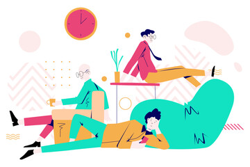 Employees Relaxing In Afternoon Break