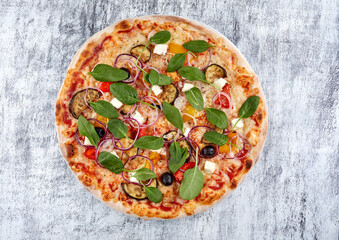 pizza on the wooden background