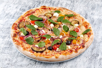 pizza on the wooden background
