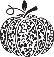 Single of Leopard print halloween pumpkins solid with leave ,Fall season vector