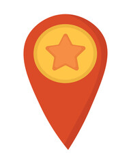 Doodle flat clipart. Travel marker on the map. All objects are repainted.